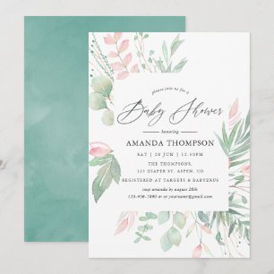 Invitación Chorreada Pastel Verde Baby Shower