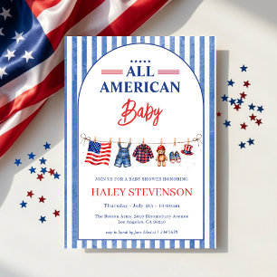 Invitación Chorreada Patriótica Americana para Bebe 4 de Juli