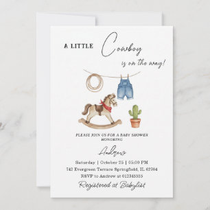 Invitación Chorreada personalizada de bebé niño al oeste