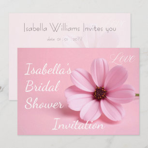 Invitación Chorreada Rosa Cosmos Floral Escritura Bridal Show