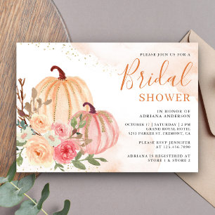 Invitación Chorreada y Melocotón Floral de Calabaza Lluvia de