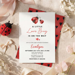 Invitación Chorreado al Agua Fiesta de Bebé de Mariquita Roja