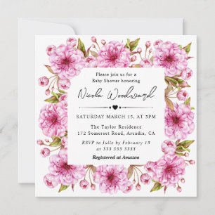 Invitación Chorreado al agua Rosa Fiesta de Bebé Flor de Cere