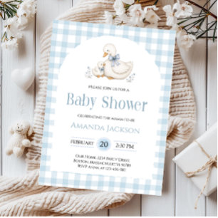 Invitación Chorreado Azul de Ganso Tonto Baby Shower