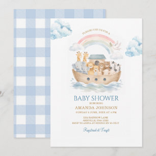 Invitación Chorreado Azul del Arca de Noé Baby Shower de Anim