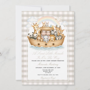 Invitación Chorreado beige Taupe Arca de Noé Baby Shower