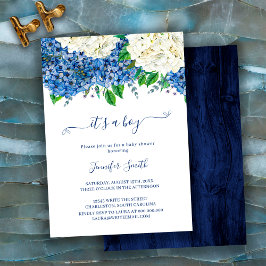 Invitación Chorreado Botánico Hydrangea Es un Niño Baby Showe