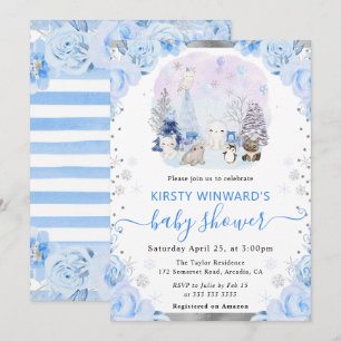 Invitación Chorreado de Acuarela Animales Árticos Fiesta Pren