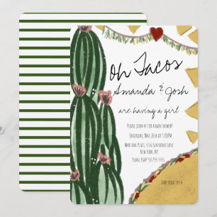 Invitación Chorreado de Acuarela Cactus Taco Artesanal Invita