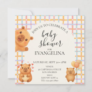 Invitación Chorreado de Acuarela Cumpleaños de Capybara