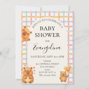 Invitación Chorreado de Acuarela Cumpleaños de Capybara Adora