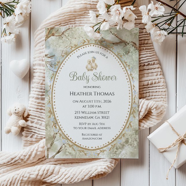 Invitación Chorreado de Acuarela Cumpleaños de Patitos Neutro (Subido por el creador)