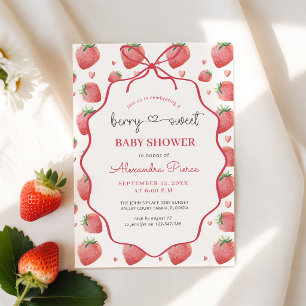 Invitación Chorreado de Acuarela de Fresa Rosa Baby Shower