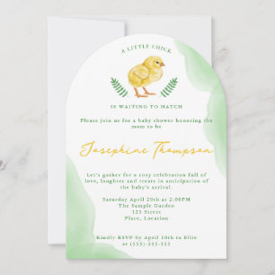 Invitación Chorreado de Acuarela de Pollito Esperando para Na