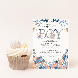 Invitación Chorreado de Acuarela 'Es un Niño' Baby Shower
