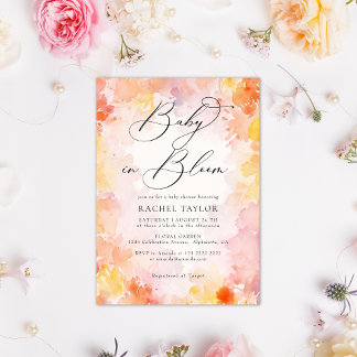 Invitación Chorreado de acuarela floral pastel para baby show