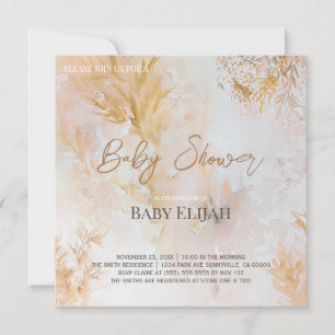 Invitación Chorreado de Acuarela Hojas Suaves para Baby Showe