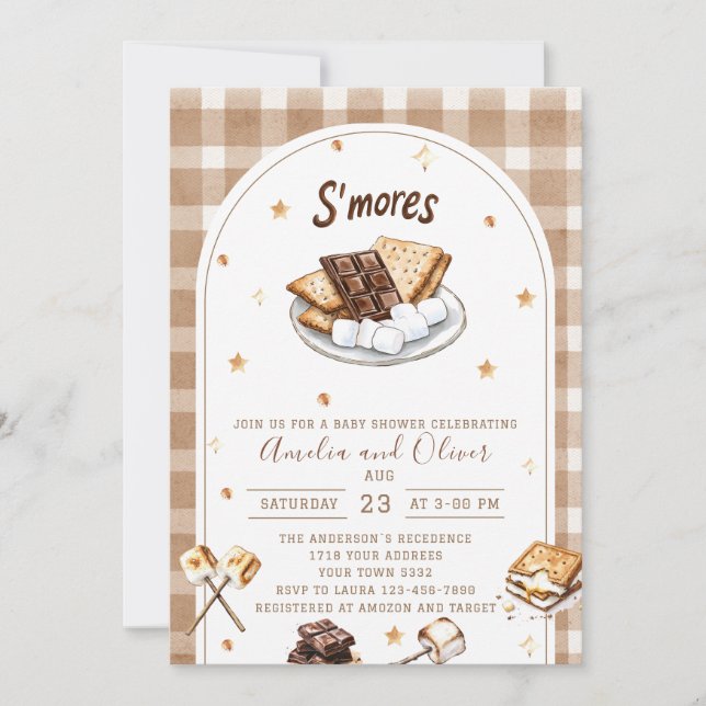 Invitación Chorreado de acuarela más para amar ducha de bebé (Anverso)
