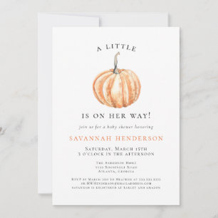 Invitación Chorreado de acuarela naranja de calabaza Baby Sho