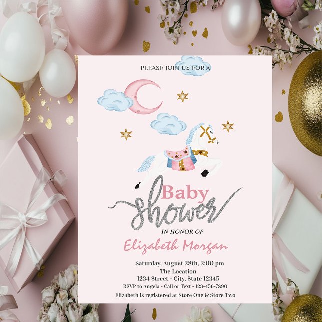 Invitación Chorreado de Acuarela Potrilla Rosa Baby Shower (Subido por el creador)