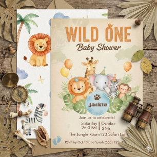 Invitación Chorreado de Acuarela Safari Selva Cumpleaños de B