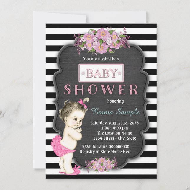 Invitación Chorreado de bebé en pizarra (Anverso)
