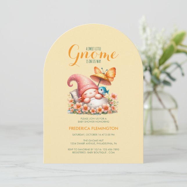 Invitación Chorreado de bebé gnomo en acuarela (Anverso de pie)