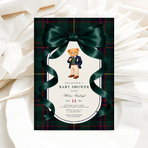 Invitación Chorreado de Bebé Oso de Peluche Polo Elegante