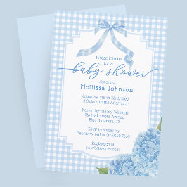 Invitación Chorreado de Cuadros Azules Baby Shower de Hortens