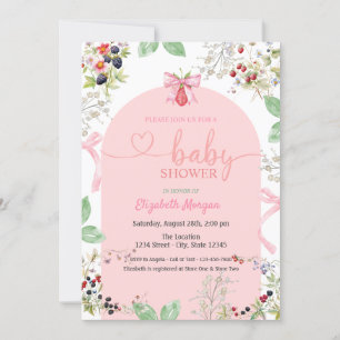 Invitación Chorreado de Fresa con Lazo Frutas Shower de Bebe