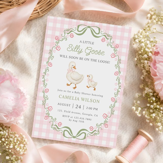 Invitación Chorreado de Ganso Rosa Baby Shower (Subido por el creador)