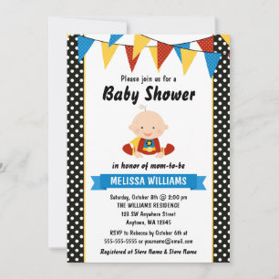 Invitación Chorreado de lunares de superhéroe para baby showe