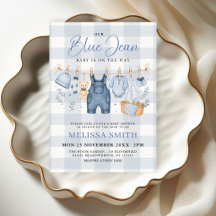 Chorreado de mezclilla azul Baby Shower de tela a 