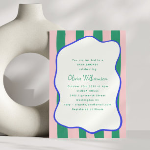 Invitación Chorreado de rayas onduladas rosadas y verdes para