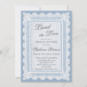 Invitación Chorreado en Azul Amor Código QR Despedida de Solt