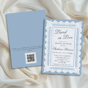Invitación Chorreado en Azul Amor Código QR Despedida de Solt