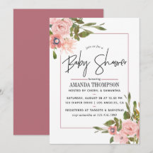 Chorreado floral Beige y Rosa Dorado Baby Shower