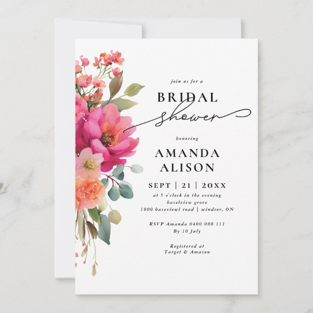 Invitación Chorreado Floral de Boda (Anverso)