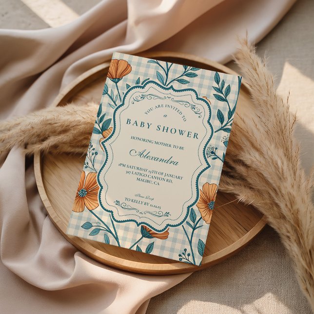 Invitación Chorreado Floral de Melocotón Baby Shower (Subido por el creador)