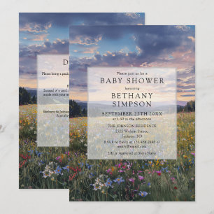 Invitación Chorreado Floral Prado Código QR Baby Shower