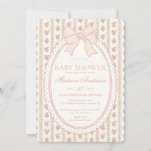 Invitación Chorreado y Melocotón Vintage Fiestón Floral Baby
