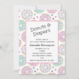 Invitación Chorreante Cumpleaños de Donut Patrón de Baby Show