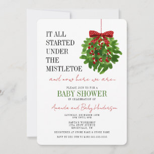 Invitación Chorreante Ducha de Bebé de Navidad con Muérdago