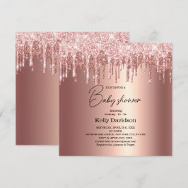 Invitación Chorreante Moderno Rosa Dorado Baby Shower futura 