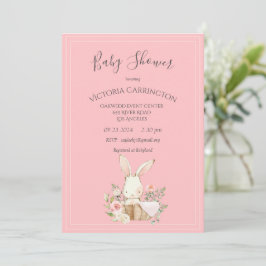 Invitación Chorreo Acuarela Floral Rosa Cumpleaños Niña