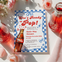 Invitación Chorreo Azul Retro Listo para la Fiesta de Bebé de