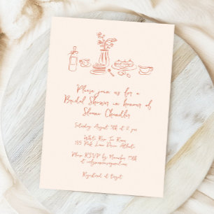 Invitación Chorreo Caprichoso Doodle Bridal Shower Dibujado a