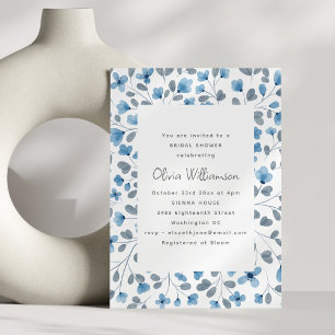 Invitación Chorreo de Acuarela Azul Floral Moderno para Despe