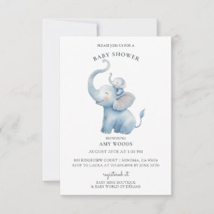 Invitación Chorreo de Acuarela Elefante Baby Shower
