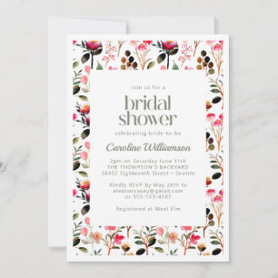 Invitación Chorreo de Acuarela Rosa Verde Fiesta de Despedida